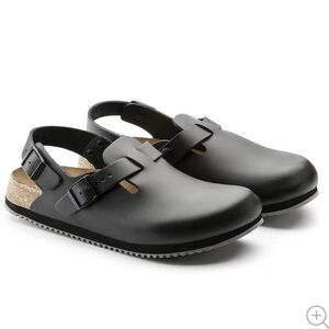 Mens Leather Black Tokio Super Grip Birkenstock Clogs